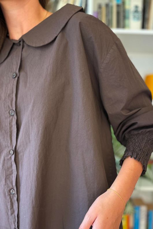 Paloma Tela Peter Pan Blouse Coffee Bean